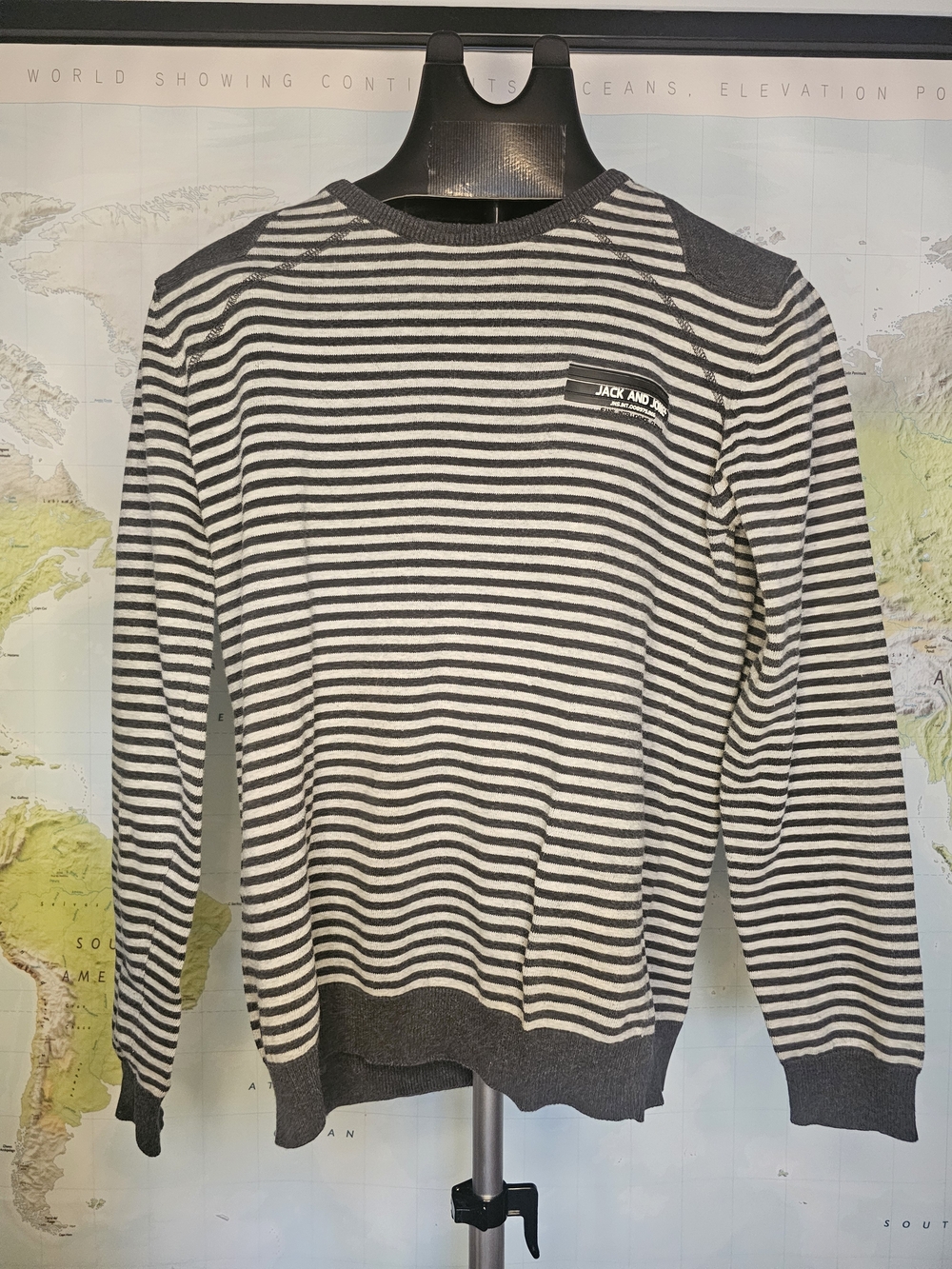 Jack & Jones Striped Crewneck Sweater - Black & White